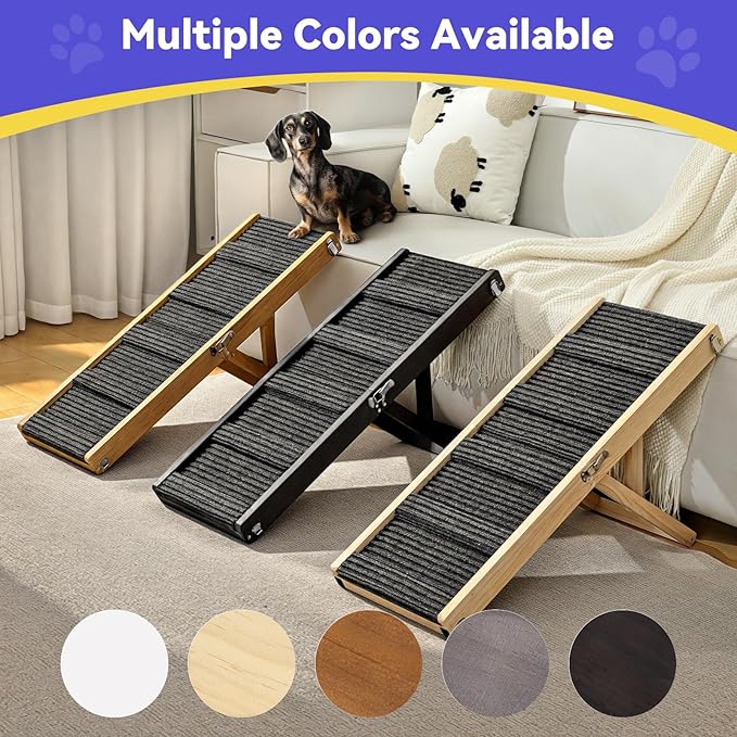 2026 Upgraded Dog Ramp for Couch, Foldable Small Dog Ramp for Sofa, 4 Adjustable Height from 13'' to 21", Portable Stable Pet Steps with Non-Slip Pad, Pet Ramps Use for Sofa Couch Stairs