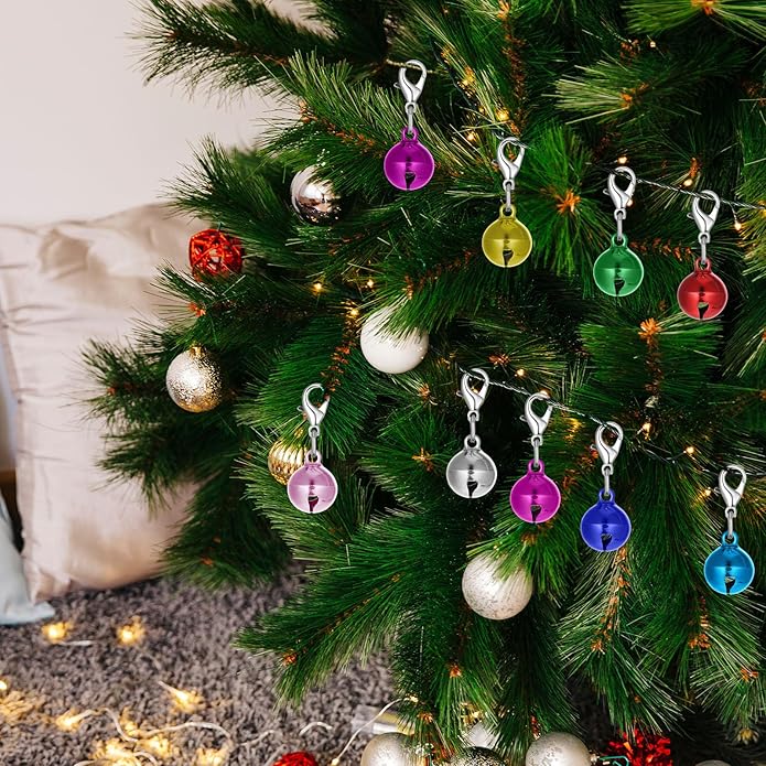 9 Pack Cat Dog Collar Bells, Colourful Pet Small Bell with Clasps Dog Collars Charms Cats Dogs Round Bell Pet Assorted Colors Collar Bells for Festival Party DIY Crafts Decoration