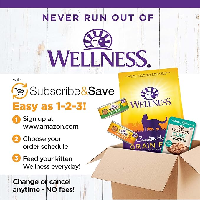 Wellness Complete Health Pate Adult Wet Cat Food, Natural, Protein-Rich, Grain-Free, 5.5 Ounce , 12 Pack, (Chicken & Turkey Favorites Variety Pack)