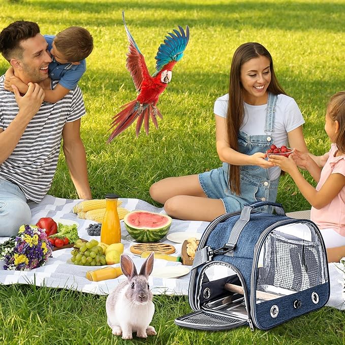 Portable Bird Travel Cage - Parrot Backpack with Strap, Compact Small Birds Carrier | Lightweight Outdoor Cage for Conures Budgies Parakeets Gentoo Parrots Travel Use Transport Companion