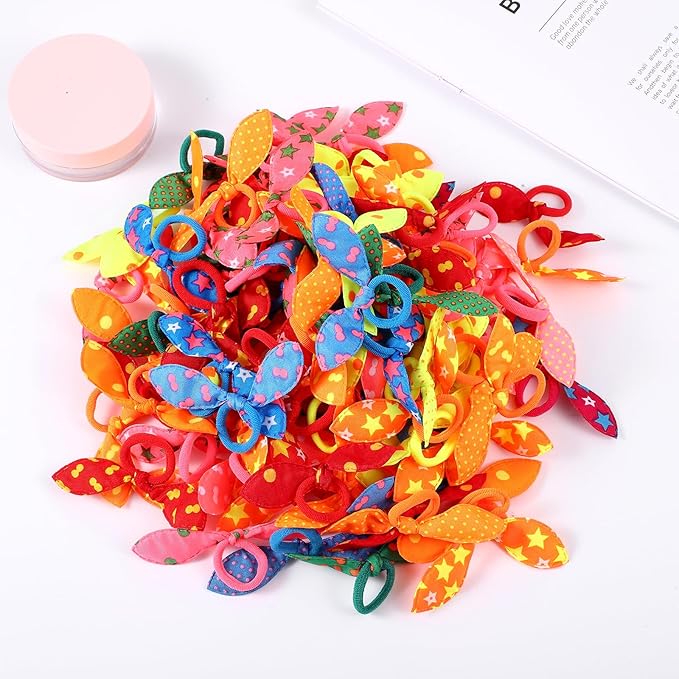 100 Pcs Puppy Dog Cute Rabbit Ear Hair Ties Hair Accessories Set Bowknot Dogs Hairs Bows with Elastic Bands for Small Dogs, Colorful Grooming Costume Accessories for Daily Use Holidays (Colorful Mix)