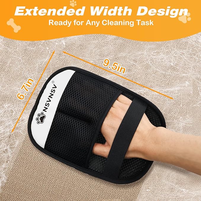 Pet Hair Removal Glove for Dogs Cats, Pet Hair Removal Tool, Reusable Electrostatic Pet Hair Gloves, Versatile Grooming Gloves for Washing, Deshedding, Grooming, White, 2 pcs