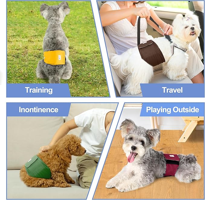 5 Pack Dog Diapers Male Reusable, Premium Belly Bands for Dogs, High Absorbing Male Dog Pee Wraps for Doggie in Incontinence or Excitable Urination Red XS