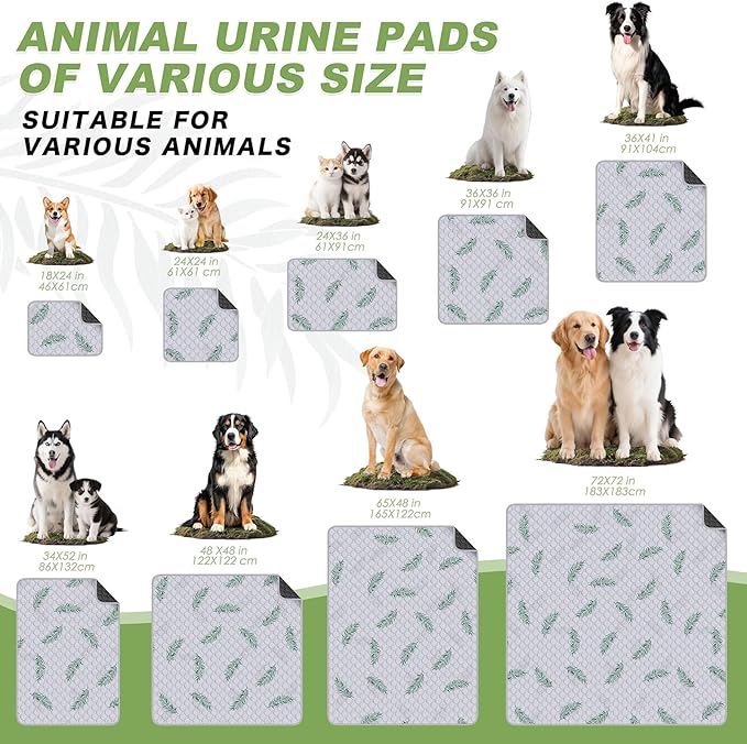 Washable Pee Pads for Dogs, 2Pack Reusable Puppy Pads, Super Absorbent & Leakproof Dog Pads, Anti-Slip Dog Pee Pads for Puppy Training & Incontinence, Leaf Pattern 24"x36"