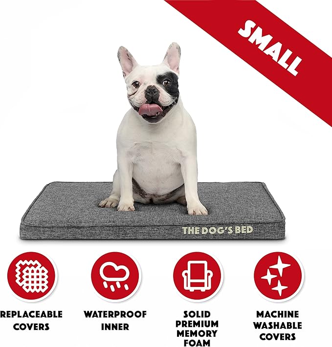 The Dog’s Bed Orthopedic Memory Foam Dog Bed Mattress, Linen Fabric, Grey Linen, Small, 2-Inch