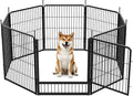 SunsGrove Dog Playpen Outdoor, Heavy Duty 32 Inch 8 Panels Dog Playpen for Small and Medium Dogs, Free and Safe Play Dog Fence Indoor, Black