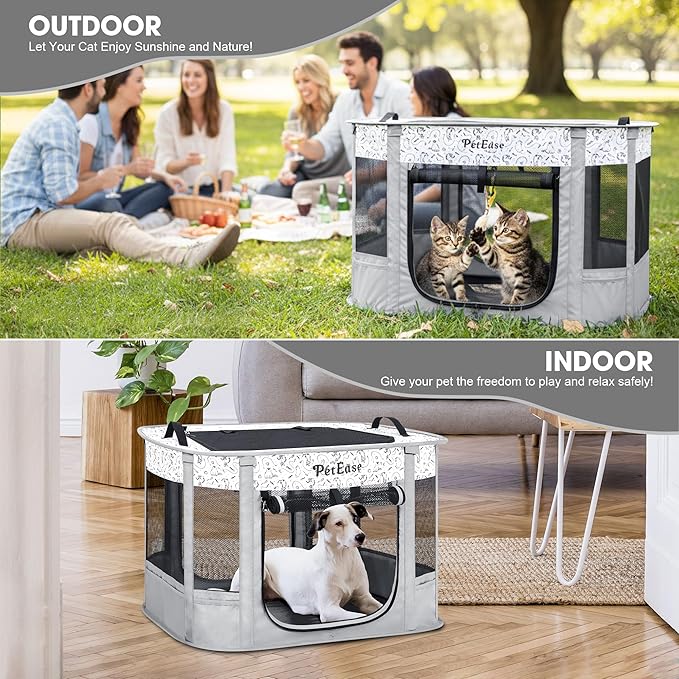 Portable and Foldable Cat Playpen Dog Playpen Small Animal Playepn with Waterproof Bottom, Foldable Pet Cage for Rabbit Puppy Hamster, Indoor/Outdoor Use