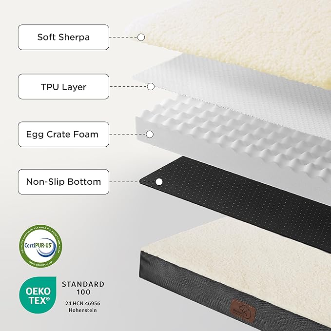 Bedsure Dog Bed Medium Size Dog - Comfy Flat Puppy Beds with Removable Washable Cover, Orthopedic Egg Crate Foam Pet Mat, Suitable for Pet Up to 30 lbs