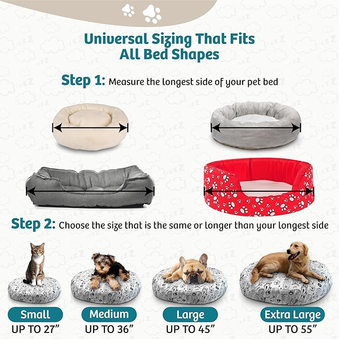 Round Dog Bed Covers Replacement Washable, Dog Bed Washable Cover, for All Shapes (Medium (Up to 36″), Doodle Dogs)