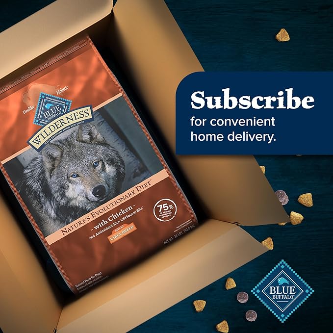 Blue Buffalo Wilderness Large Breed Natural High-Protein Adult Dry Dog Food with Wholesome Grains, Chicken, 24-lb. Bag