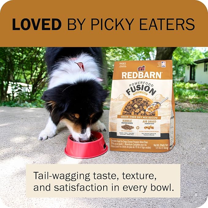 Redbarn Powerfood Fusion Air Dried Kibble Blend – Grain Free Sky Chicken Recipe – Made in USA Dry Dog Food for All Lifestages with Superfoods, Prebiotics, Postbiotics - 20lb Bag