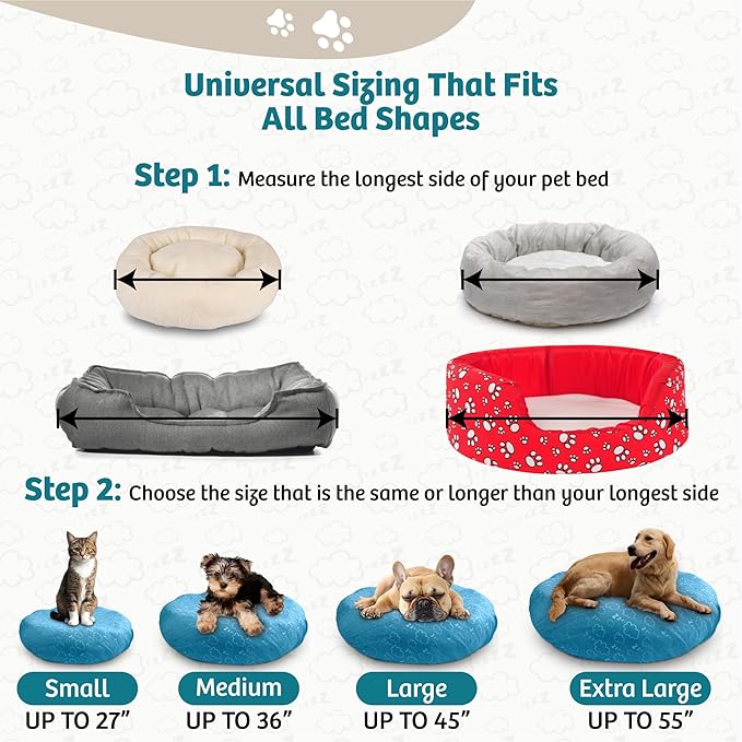 Round Dog Bed Covers Replacement Washable, Dog Bed Washable Cover, for All Shapes (X-Large (Up to 55″), Cloud Nine)