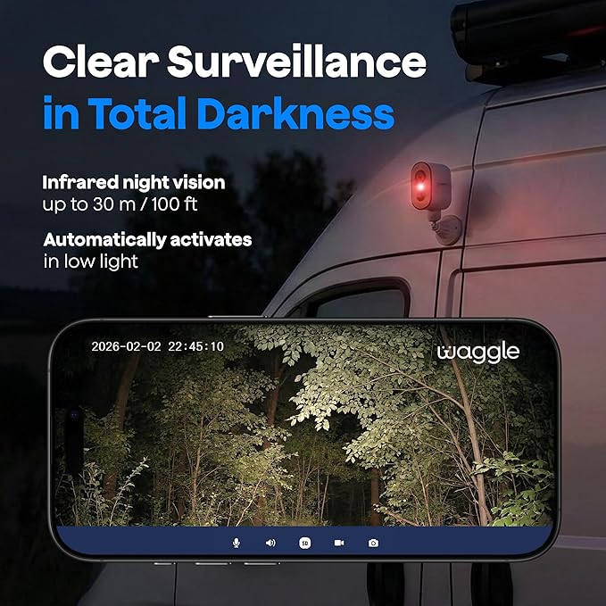 Waggle 4G LTE Cellular Security Camera, 2K HD Pet Monitor, No WiFi, 9000mAh Battery, Night Vision, 2-Way Talk & Siren Alarm, Dog Monitor for RVs/Camping/Travel & Indoor/Outdoor - Subscription Required