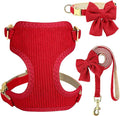 Didog Cute Small Dog Harness Collar and Leash Set with Bowtie, Breathable Soft Mesh Padded Puppy Harness, Christmas Dog Harness for for Parties, Holiday Gatherings & Gifts, Red, M