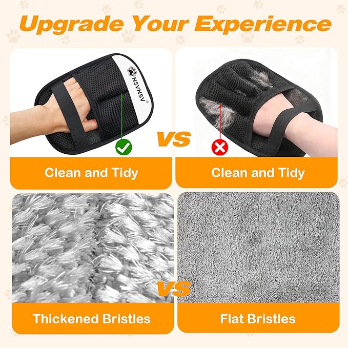 Pet Hair Removal Glove for Dogs Cats, Pet Hair Removal Tool, Reusable Electrostatic Pet Hair Gloves, Versatile Grooming Gloves for Washing, Deshedding, Grooming, White, 2 pcs