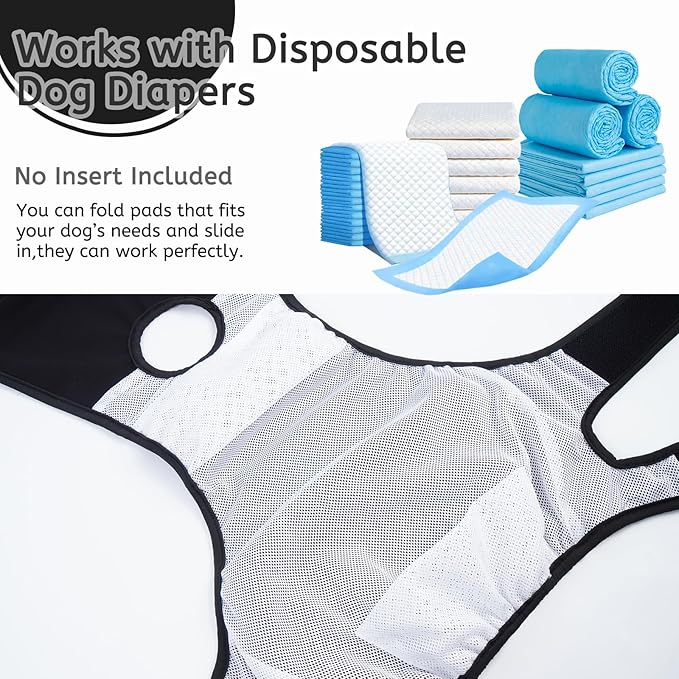 Dog Diapers Female Reusable Washable Period Diaper with Suspender,Adjustable Dog Panties Anti-Harassment, Doggie Diapers for Incontinence, Heat Cycles, or Senior Dogs（XS-XL