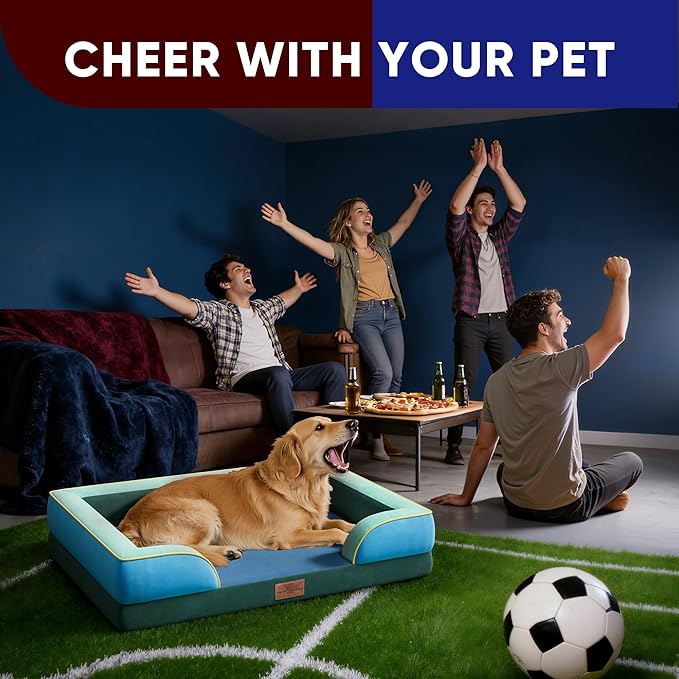 Comfort Expression Orthopedic Dog Bed for Extra Large Dogs 42x30 Inch, Waterproof Egg Crate Foam XL Pet Bed with Removable Bolsters, Dog Couch with Washable Cover & Non-Slip Bottom, Dallas