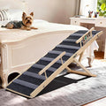 Pawaboo Dog Ramp for Small Dog, 57'' Foldable Dog Ramp for Bed, 5 Adjustable Height from 19.7'' to 30'', Portable Stable Pet Steps with Dogs Tag & Safety Side Rails, Pet Ramps for Bed Couch