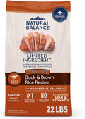 Natural Balance Limited Ingredient Adult Dry Dog Food with Healthy Grains, Reserve Duck & Brown Rice Recipe, 22 Pound (Pack of 1)
