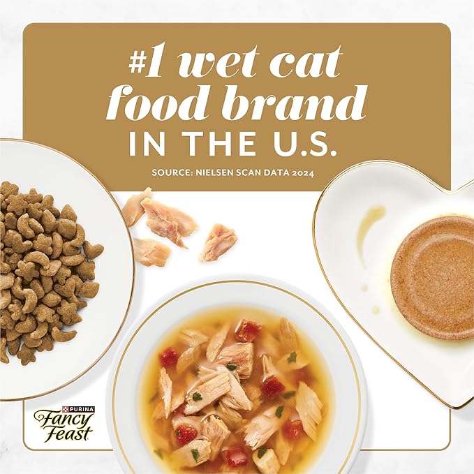 Purina Fancy Feast Savory Centers Wet Cat Food Pate Variety Pack With Chicken, Salmon, Beef, and Tuna Pate with Gravy Center - (2 Packs of 12) 3 oz. Pull-Top Cans