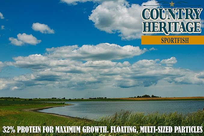 CountryMax Floating Sportfish Game Fish Food – 32% Protein, 7 lb Bag – Ideal for Bass, Bluegill, Catfish, Carp, Minnows & More – Pond & Lake Use