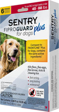 Sentry Fiproguard Plus for Dogs, Flea and Tick Prevention for Dogs (45-88 Pounds), Includes 6 Month Supply of Topical Flea Treatments