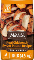 Merrick Premium Grain Free Dry Adult Dog Food, Wholesome And Natural Kibble With Real Chicken And Sweet Potato - 10.0 lb. Bag