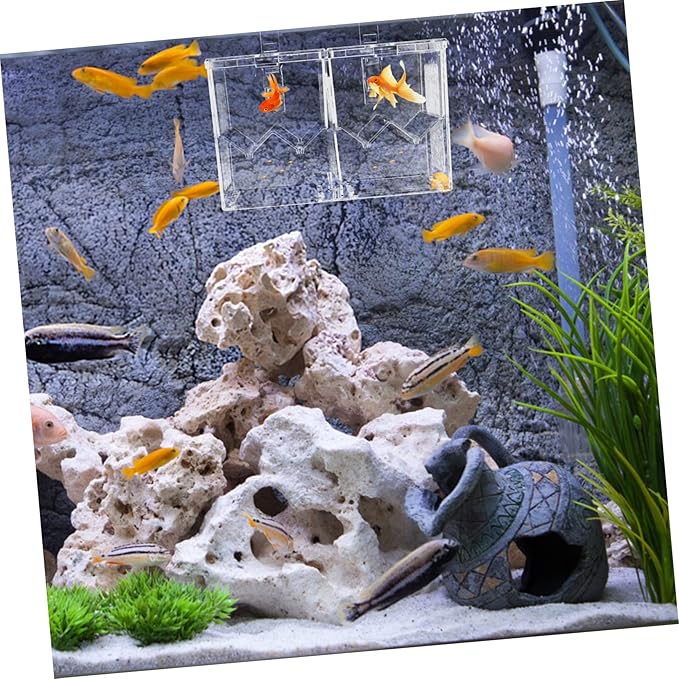 SUPVOX Fish Breeding Box Double Layer Isolation Hatchery for Aquariums Plastic Fish Breeding Case Divider for Fry