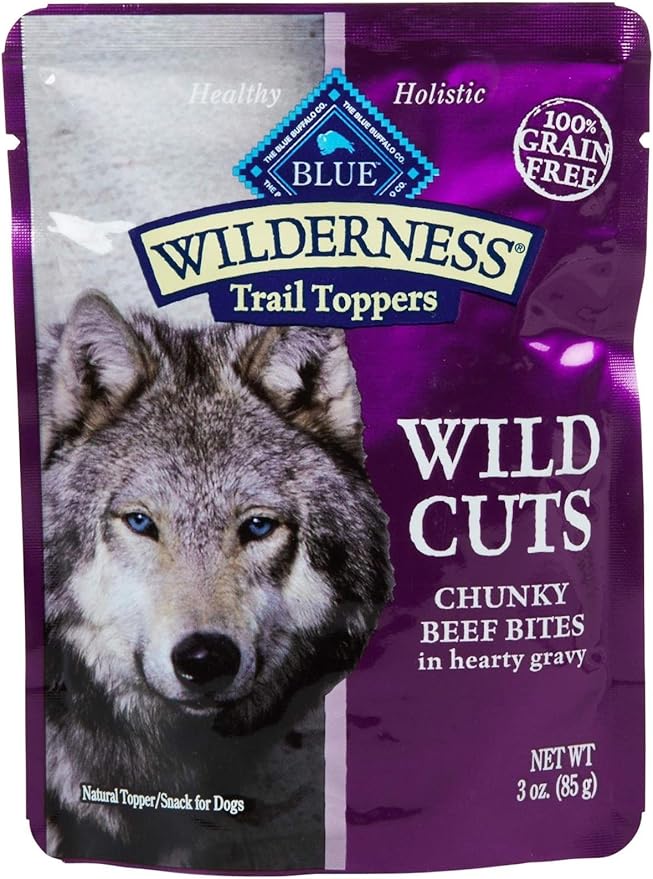 Blue Buffalo Wilderness Trail Toppers Chunky Beef Bites in Hearty Gravy Wet Dog Food, 3 oz., Case of 24