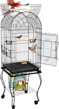 ZENY 63.5 Inch Open-Top Birdcage, Wrought Iron Bird Cage with Slide-Out Tray + Detachable Rolling Stand, Pet Parrot Cage for Parakeets Cockatoo Cockatiels, Play-Top Birdcage