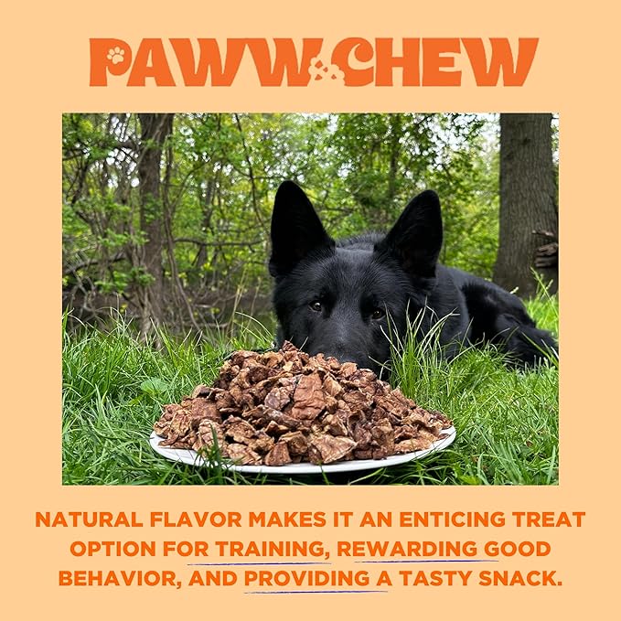 PAWW CHEW Beef Lung Dog Treats - 100% Natural, Single Ingredient, (1 Pound) Made in The USA, Dried & Dehydrated, High Protein, High Value Dog Training Treats, Grain Free, Low-Odor Free for All Breeds