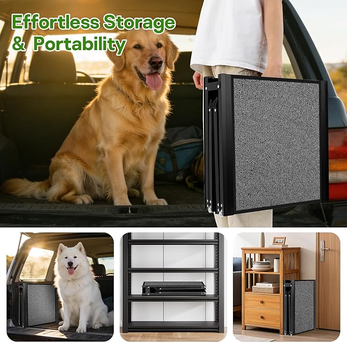 Dog Ramp for Car 67''x 17'', Dog Car Ramp, Folding Large Dog Ramp for Stairs, Pet Ramp Up to 300LBS, Keep from Sliding, 5s Installation, Dog Stairs for Truck SUV Truck LKW Side Door Back Seat