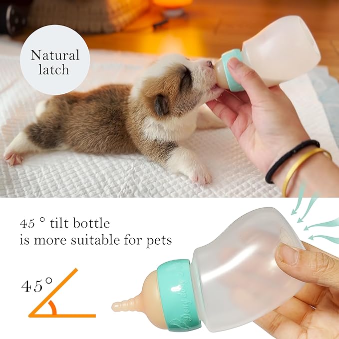Puppy Bottles,Silicone Feeding Nipple and Syringes for All Breed of Puppies and Other Animals Dongdong pet