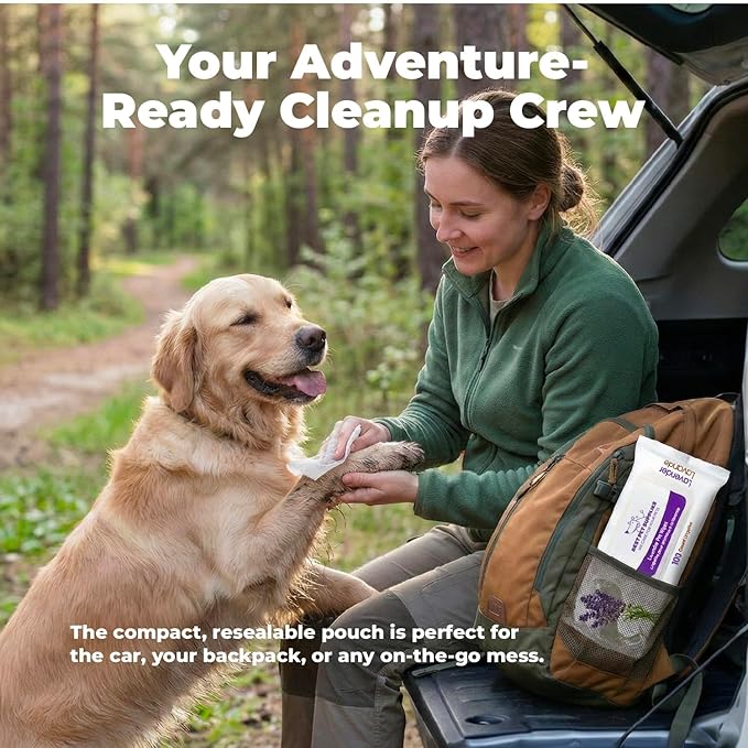 Best Pet Supplies 8" x 9" Large Dog Wipes - Cleaning and Deodorizing for Paws and Coat - Gentle Formula with Lavender Vitamin E for Puppies and Cats - 400 Count