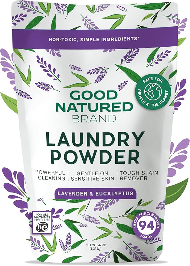 Good Natured Brand | Pet Stain & Odor Remover for Laundry | Pet Laundry Detergent for Dogs Beds, Cat Pee, Smell, Dog Drool | Hypoallergenic & Non-Toxic | Lavender | 47oz 94 Loads