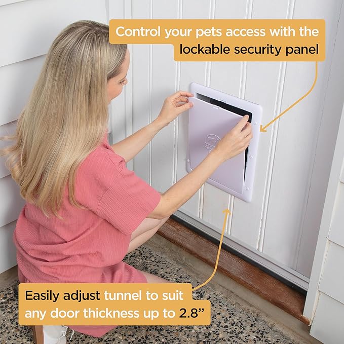 Hakuna Pets Essential Pet Door for Screens, Doors and Walls up to 2.17" Thick, for Dogs and Cats up to 11 lbs, Small, White