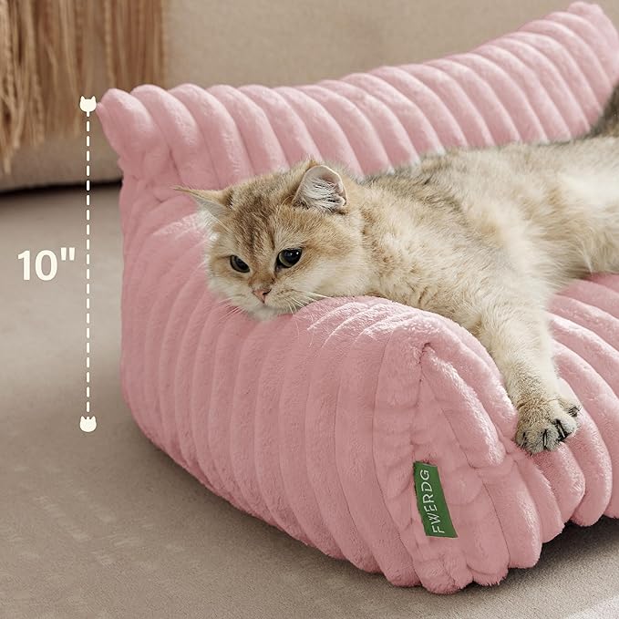 Cute Couch Bed for Pets, Supportive Cat Sofa for Indoor Cats, Small Dog Sofa Bed for Small Dogs, Pink, 24 inches