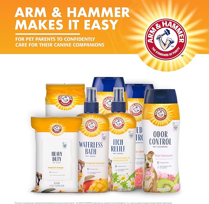 Arm & Hammer Dog Grooming Wipes, Deodorizing Dog Cleaning Wipes with Coconut Water, Gentle for Dogs and Puppies, Paraben and Sulfate Free Formula, Light Coconut Scent, 100 Count