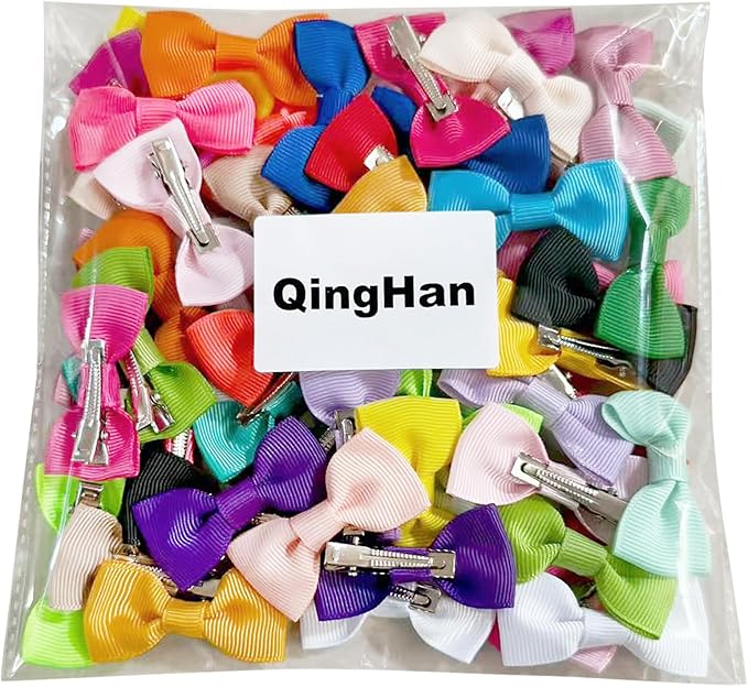 Dog Hair Bows 2 inches Small Puppy Bowknot Clips for Pet Grooming Accessories Doggy 60Pcs (30 Pairs)
