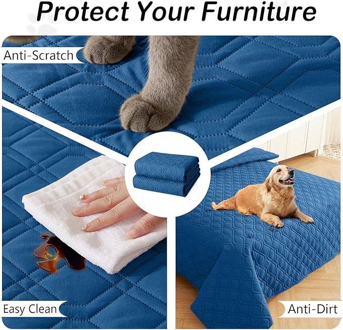 hyha Waterproof Dog Bed Blanket, Soft Pet Blankets, Waterproof Couch Cover for Dogs, Reversible Sofa Covers Washable for Furniture (40x80 Inch, Navy Blue/Navy Blue)