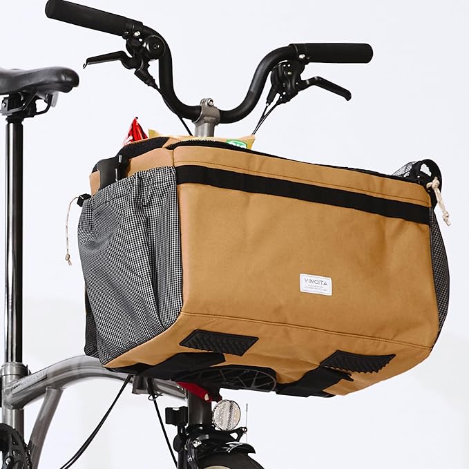 Vincita Caddy Pet Basket for Brompton Bike – Secure Aluminum Frame Dog & Cat Carrier – Breathable Mesh Top, Internal Safety Leash & Washable Liner – Fits Front Carrier Block (Brown)