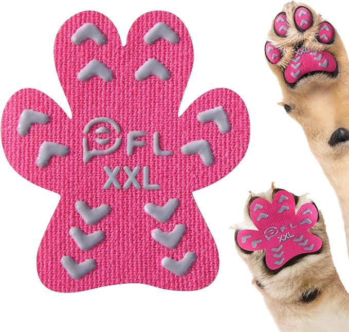 Non-Slip Dog Paw Protector Pads for Senior Dogs, Dog Paw Traction Stickers with Anti-Slip Rubber, Help Dogs Walk on Hardwood Floor, Essentials,Pink 48pcs, XXL 61-80lbs