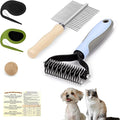 Premium Pet Grooming Kit for Cats & Dogs - Includes 2 Knotting Combs, 1 Shedding Comb & 1 Double-Sided Comb, Detangling & Deshedding Cat Grooming Kit