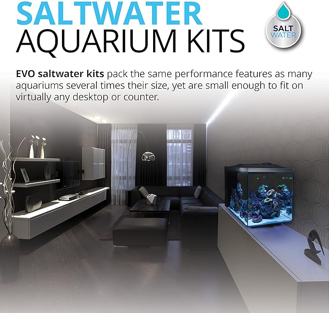 Fluval Evo XII Saltwater Aquarium Kit, 13.5 Gal. – Saltwater Fish Tank with Reef-Capable LED, Efficient 3-Stage Filtration and Seamlessly Integrated Hardware