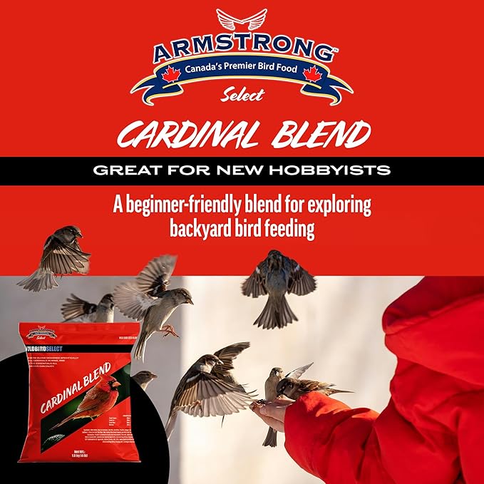 Armstrong Wild Bird Select Cardinal Blend, 4 lb Bag – High-Protein Wild Bird Seed Mix with Sunflower, Millet & Peanuts – Attracts Cardinals, Grosbeaks & Redpolls