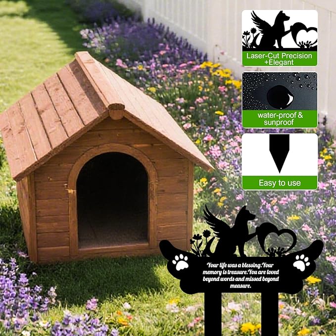 Pet Grave Markers,Metal Pet Headstone for Lost Dog Sympathy Gift,Waterproof Grave Markers for Garden or Indoor,Dog Tombstone Garden Memorial Stake (11.4in)