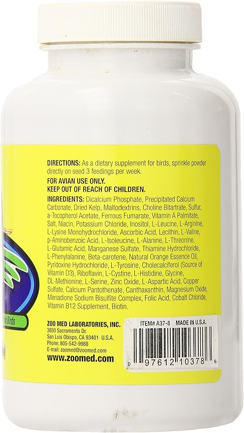 Zoo Med Laboratories BZMA378 Avian Plus Bird Vitamins, 8-Ounce