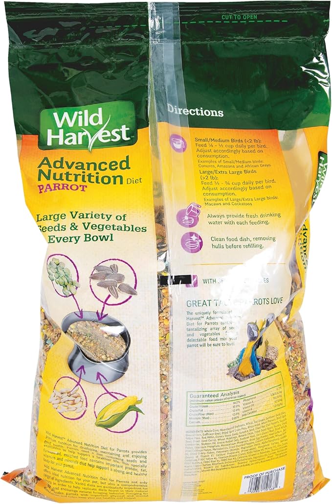 Wild Harvest Advanced Nutrition Parrot 8 Pounds, Seed, Grain and Vegetable Mix (Pack of 2)