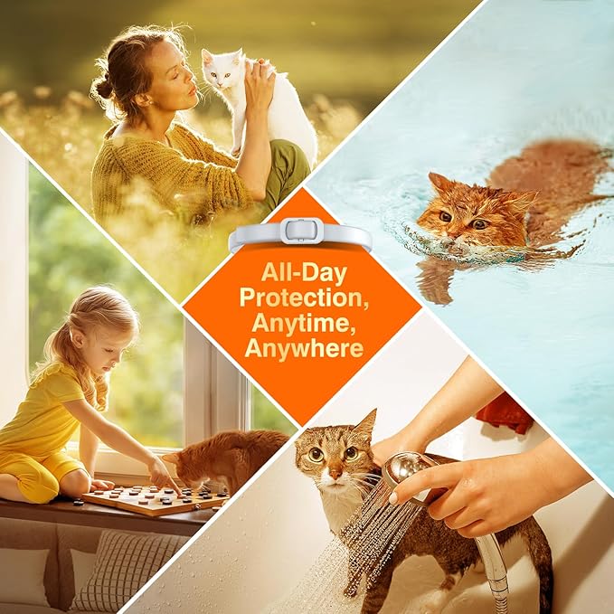 Natural Flea and Tick Collar for Cats – 4 Pack, Long-Lasting Protection, Waterproof, Adjustable Size for Kittens and Adult Cats
