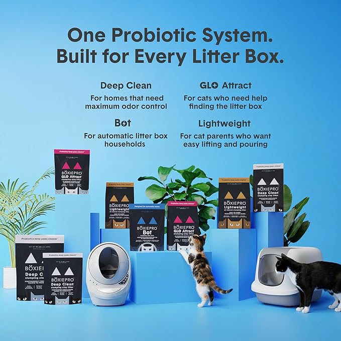 Boxie Probiotic Cat Litter, 40 Day Odor Control, Clumping Clay Kitty Litter, Odor Eliminating Probiotics, Dust-Free, No Fragrances No Fillers, 16 lb